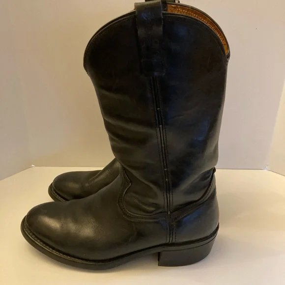 Vintage Hypalon Black Leather Heeled Boots Men’s Size 8.5 Made in USA